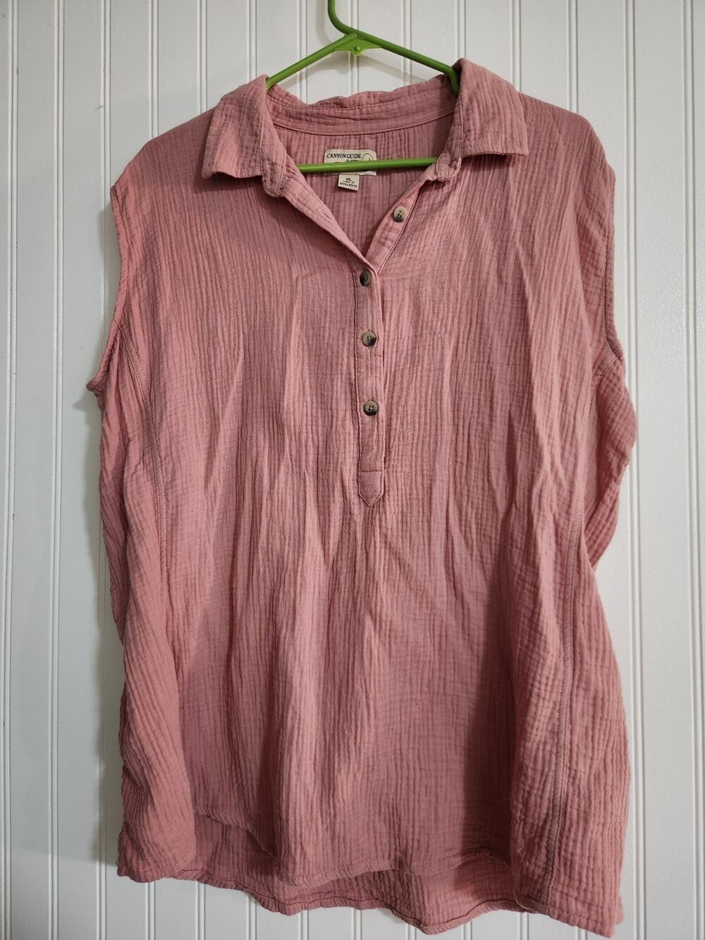 Canyon Guide Outfitters Women's 100 % Cotton Gauze Sleeveless Tunic Top Size XL